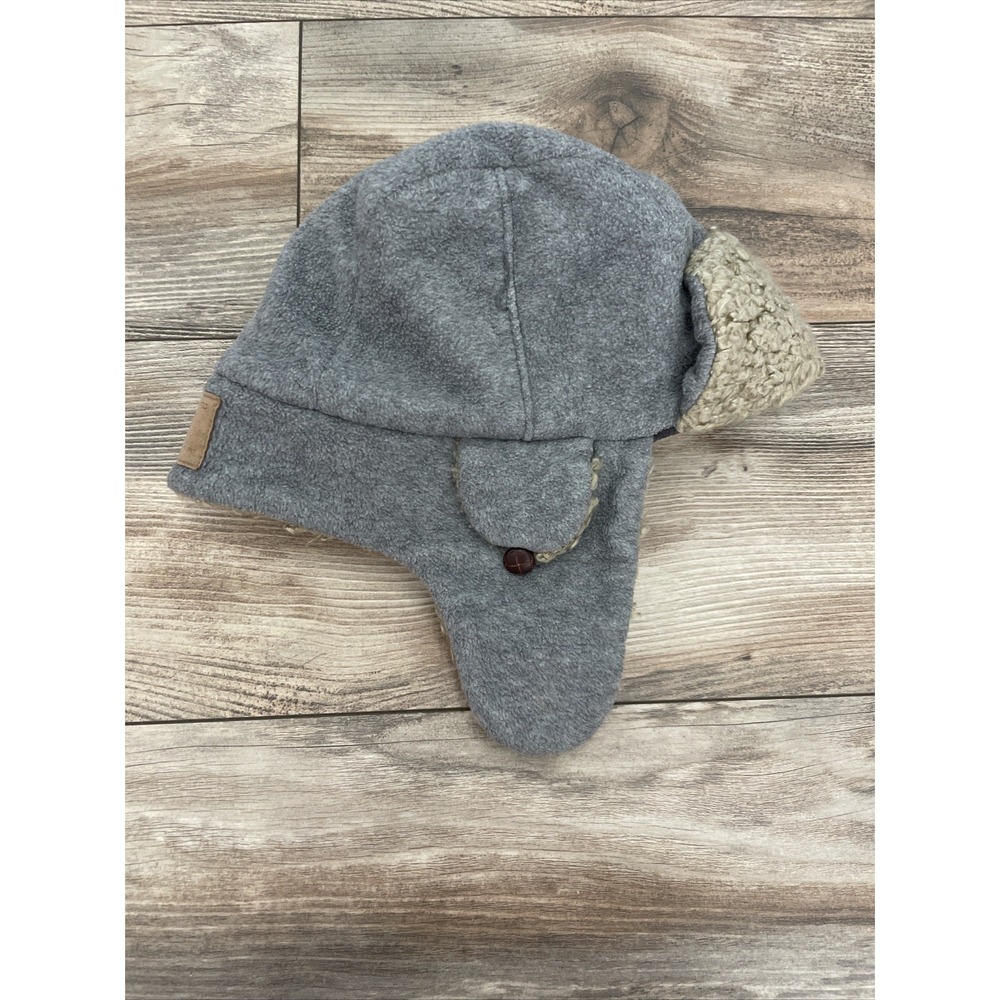 Gap Kids Toddler Boy Gray Fleece Trapper Hat Faux Fur L/XL 54-56cm